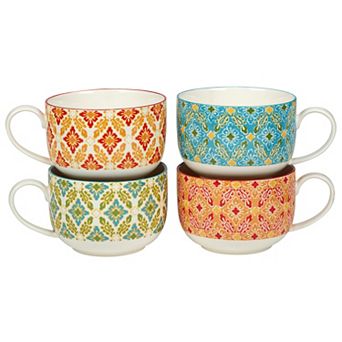 Certified International Damask Floral 4 pc Jumbo Cup Set