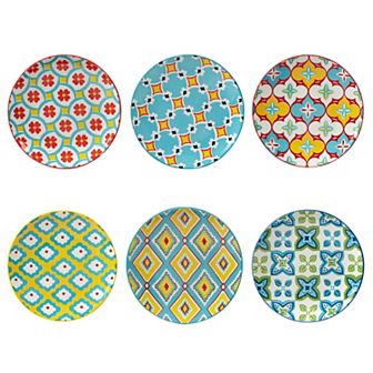 Certified International Damask Floral 6 pc Canape Plate Set