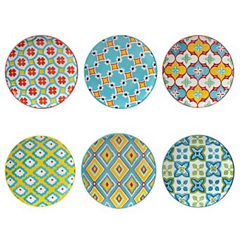 Certified International Damask Floral 6 pc Canape Plate Set