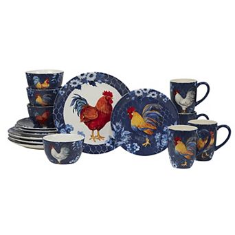 Certified International Indigo Rooster 16 pc Dinnerware Set