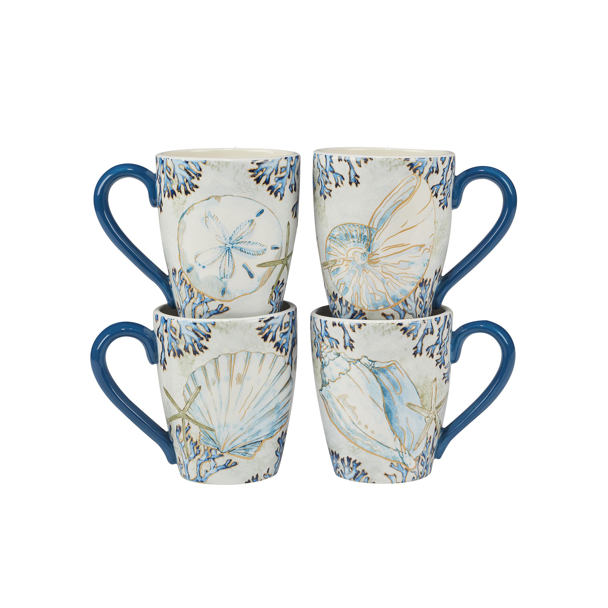 Certified International Playa Shells 4-pc. Mug Set, Multi