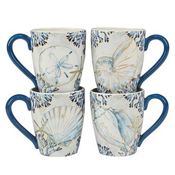 Certified International Playa Shells 4 pc Mug Set
