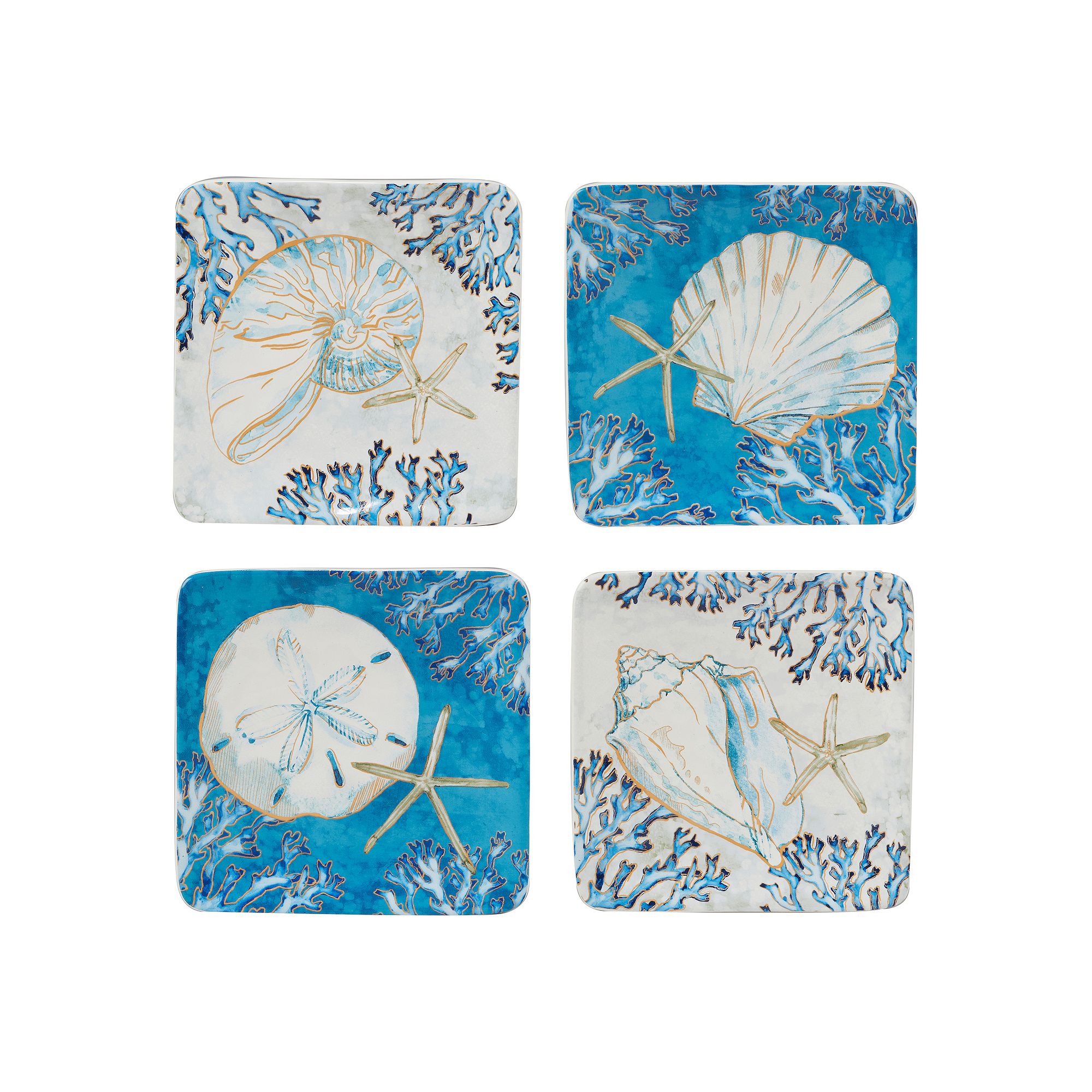 Certified International Playa Shells 4-pc. Canape Plate Set, Multi
