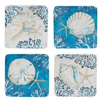 Certified International Playa Shells 4 pc Canape Plate Set