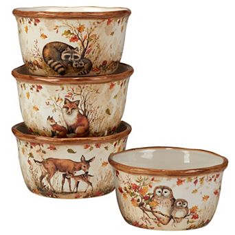 Certified International Pine Forest 4 pc Ice Cream Bowl Set