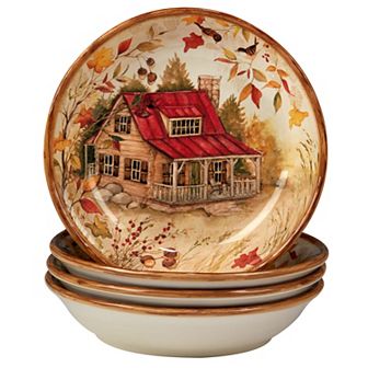 Certified International Pine Forest 4 pc Soup/Pasta Bowl Set