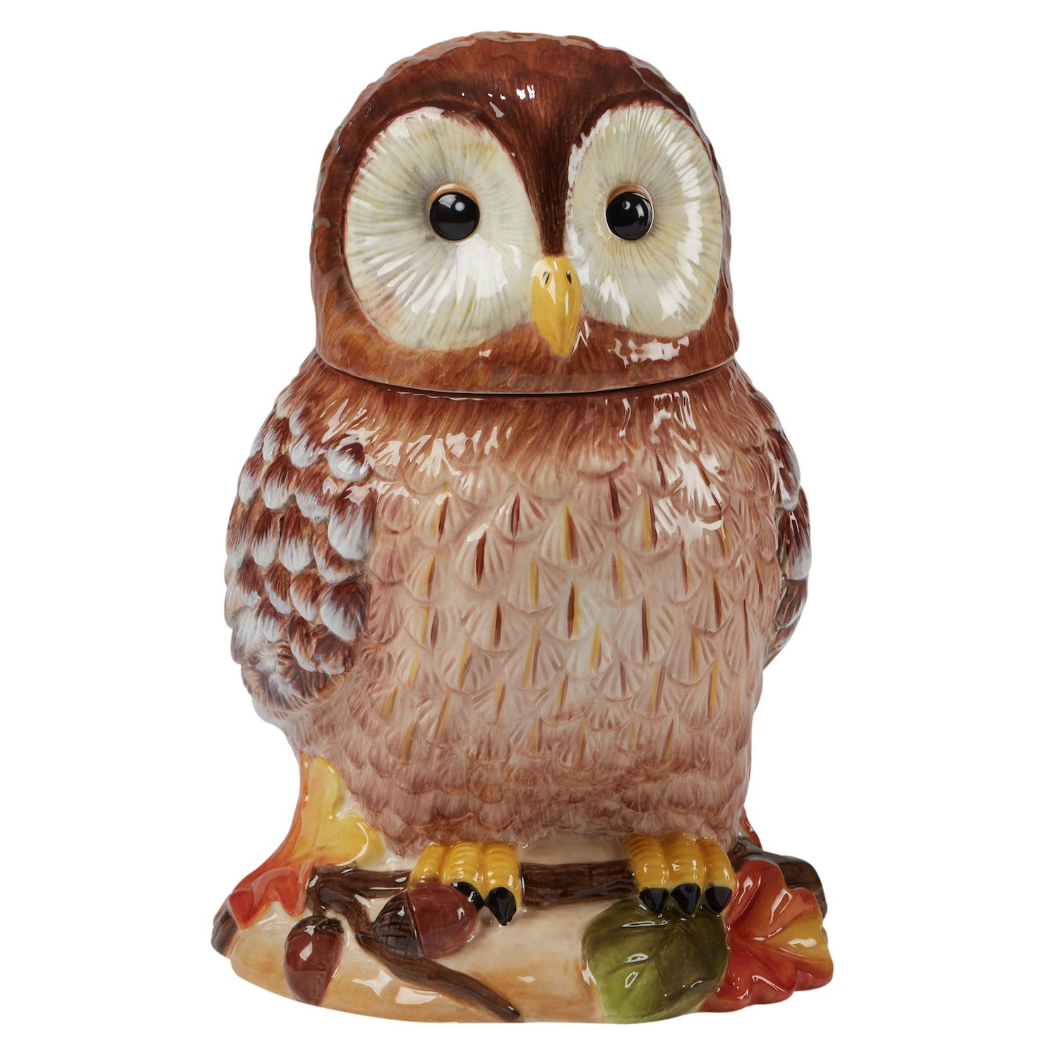 Davids Cookies Owl Cookie Jar Colorful Whimsical Air-Tight Lid Paisley  Floral