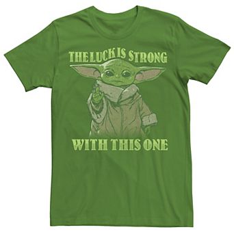 Men's Star Wars The Mandalorian Grogu Strong In The Luck St. Patrick's Tee