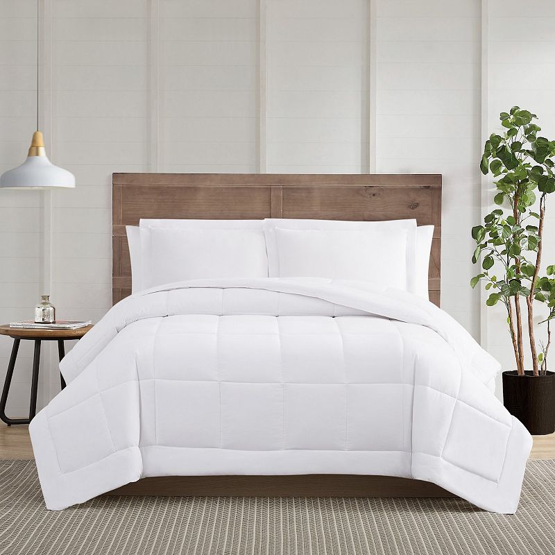 Truly Calm Silver Cool Down Alternative Comforter Set with Shams, White, Fu