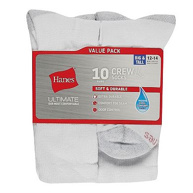 Big & Tall Hanes Ultimate Fresh IQ 10-pack Crew Socks