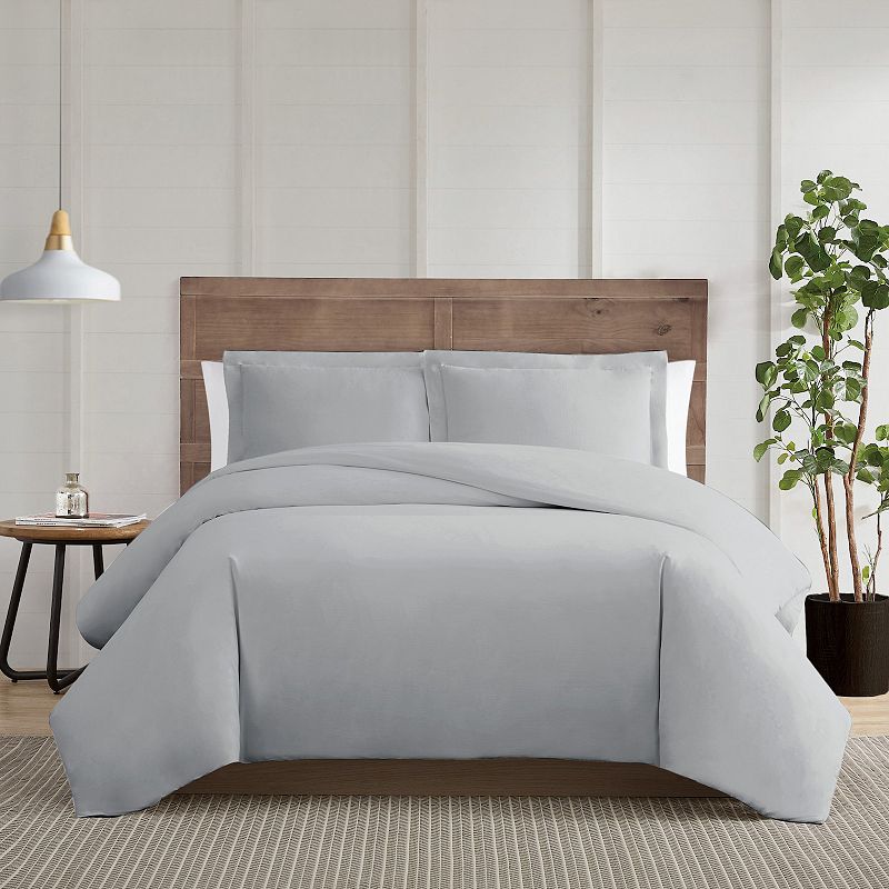 Truly Calm Silver Cool White Duvet Cover Set with Shams, Grey, King