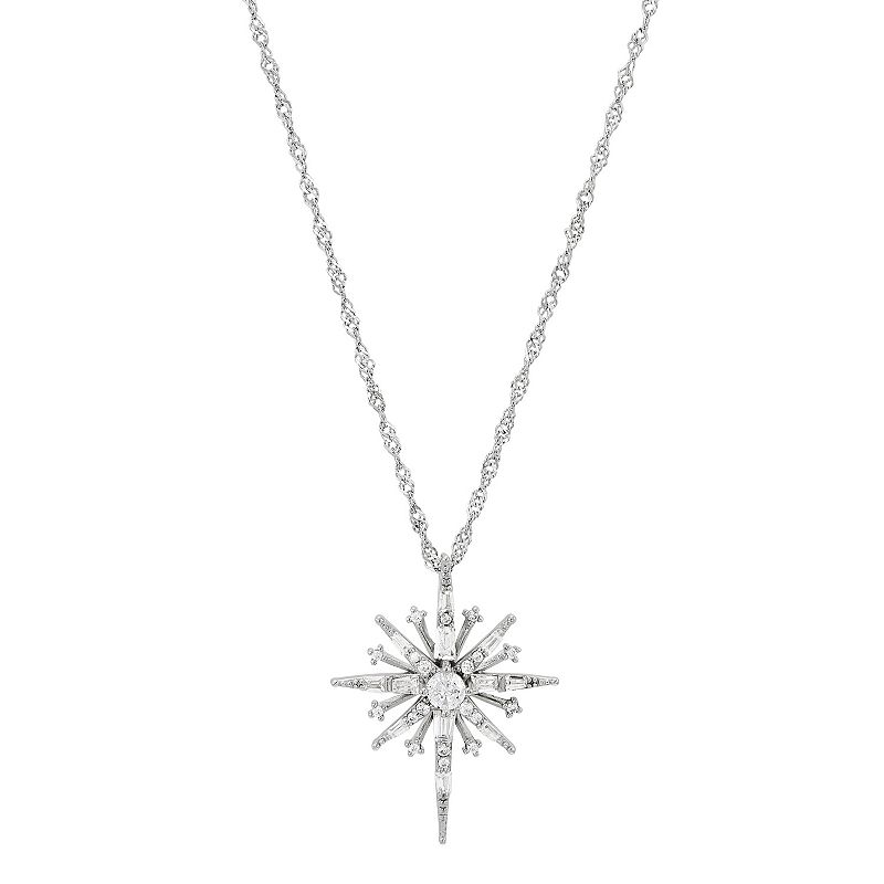DiamonLuxe Sterling Silver Cubic Zirconia Northern Star Pendant, Womens, 