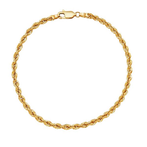 14k Gold Hollow Glitter Rope Bracelet - 14k Gold