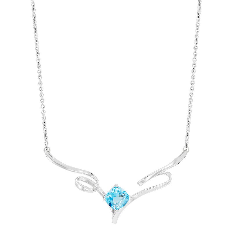 Sterling Silver Swiss Blue Topaz Swirl Necklace, Womens, Size: 15-17 AD