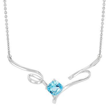 Sterling Silver Swiss Blue Topaz Swirl Necklace