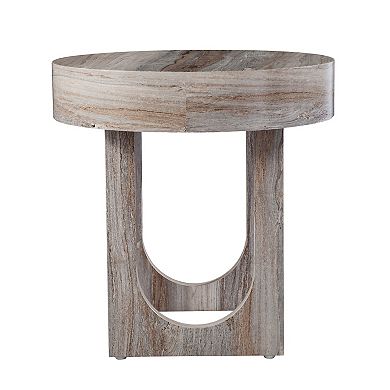 Southern Enterprises Chorie Round Faux Marble End Table