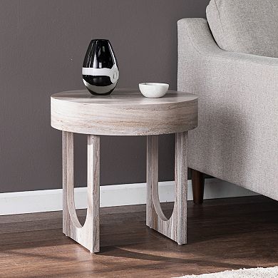 Southern Enterprises Chorie Round Faux Marble End Table