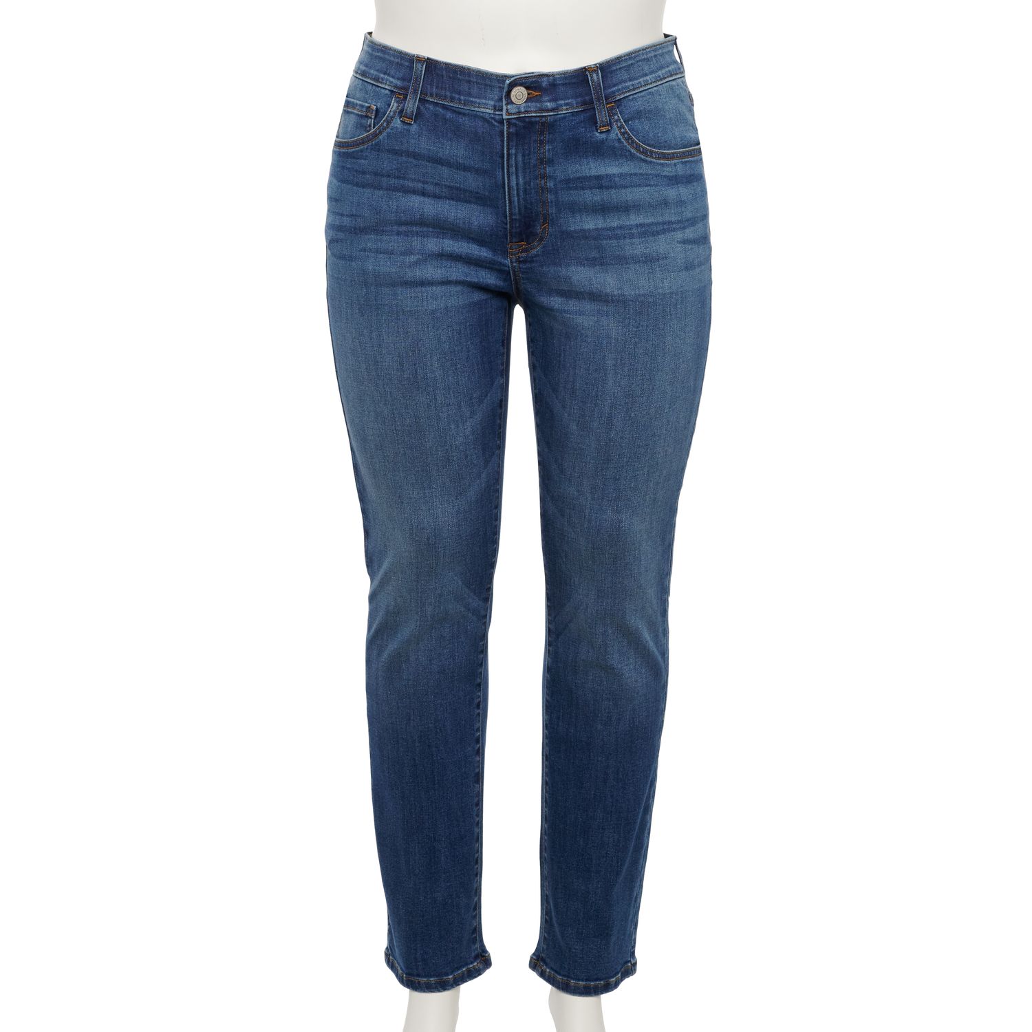 slim leg jeans with elastic waist