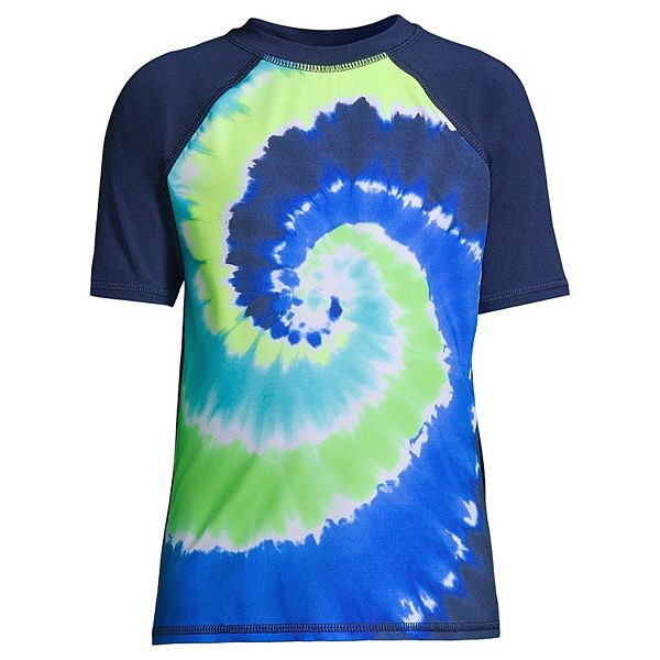 Boys 220 Lands' End Short Sleeve Tie Dye Rash Guard