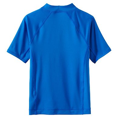 Boys 10-20 Lands' End Short Sleeve Solid Swim Rash Guard in Husky