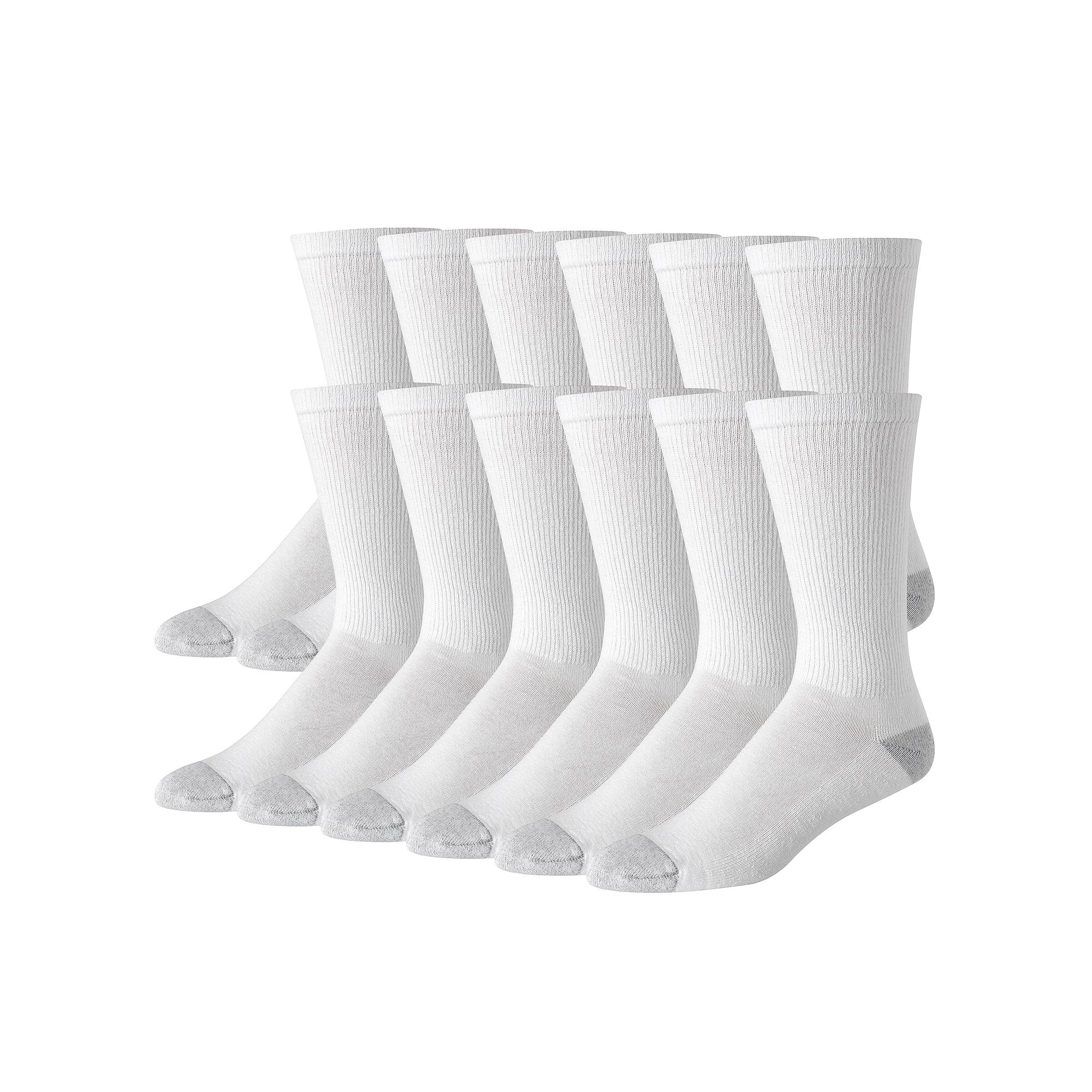 Hanes Ultimate Mens 12-Pack Soft & Durable Crew Socks, Size: 12-14, White