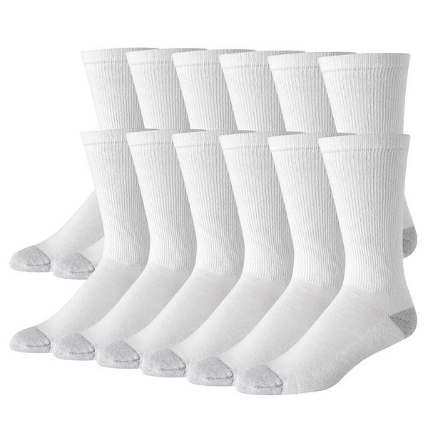 Heavyweight Durable Cotton Athletic White Crew Sock, 12 Pair Bulk Pack
