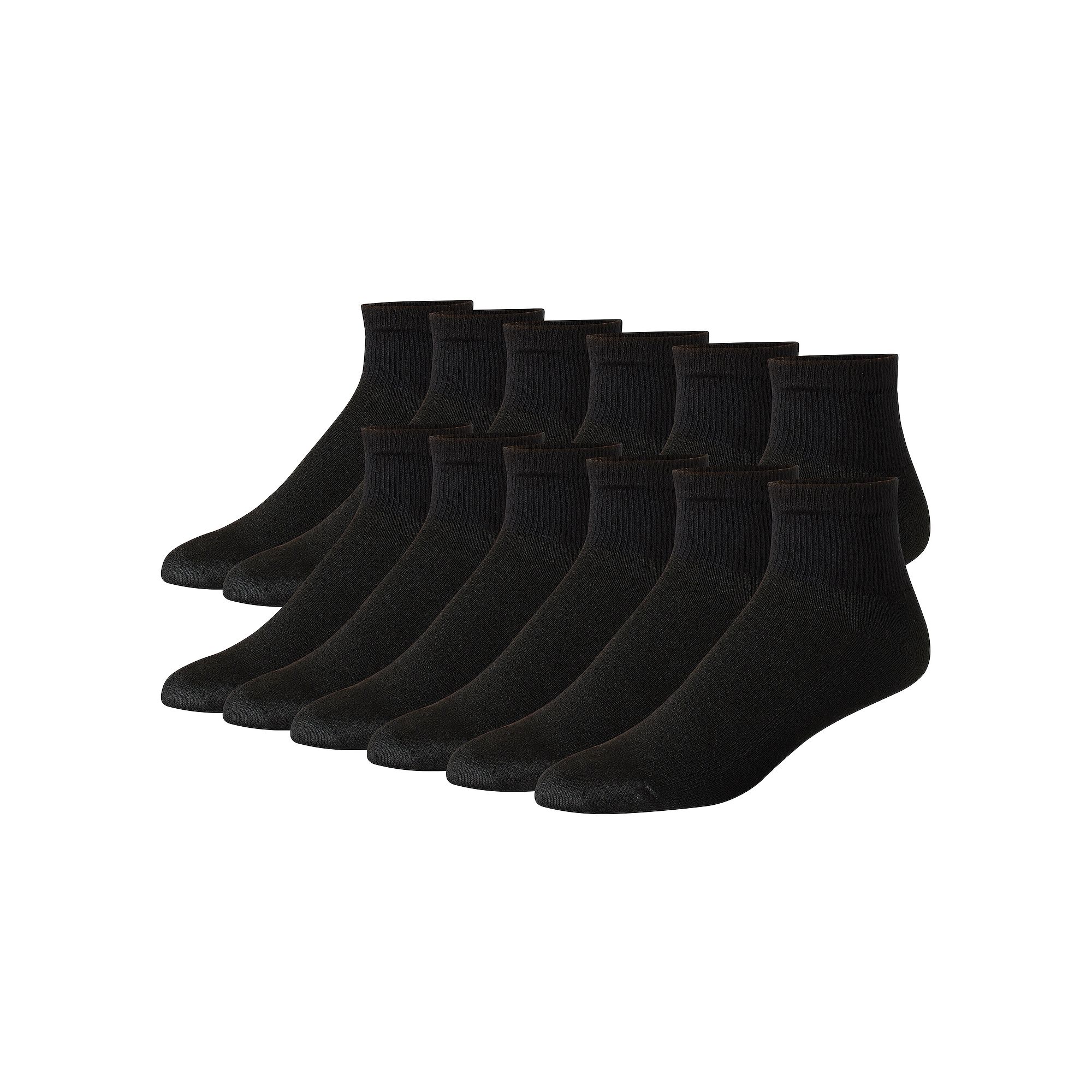 Hanes Ultimate Mens 12-Pack Soft & Durable Ankle Socks, Size: 6-12, Black