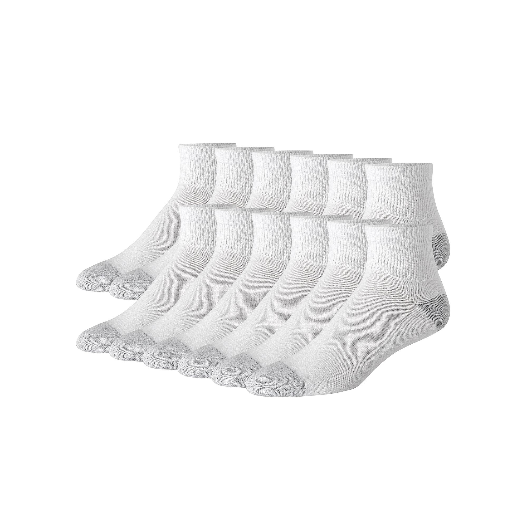 Hanes Ultimate Mens 12-Pack Soft & Durable Ankle Socks, Size: 12-14, White