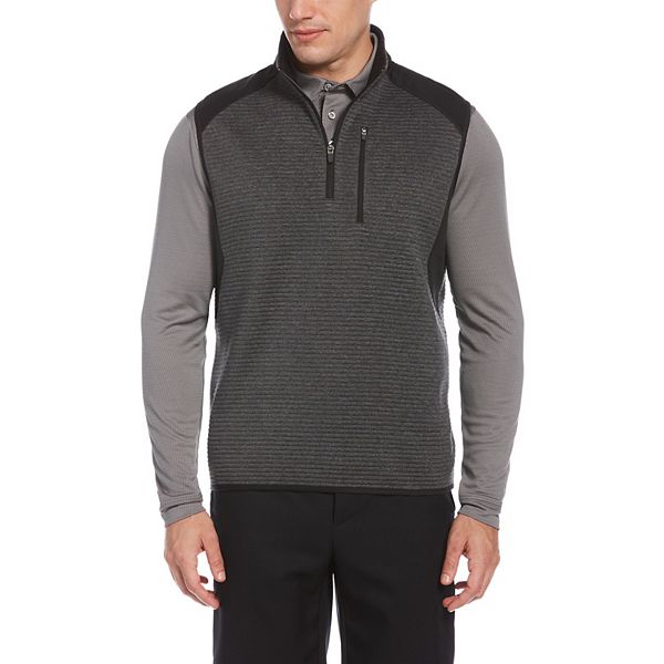 Men's Grand Slam Regular-Fit Colorblock Ottoman Textured Knit Quarter-Zip  Golf Vest