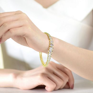 14k Gold Over Sterling Silver Cubic Zirconia Tennis Bracelet
