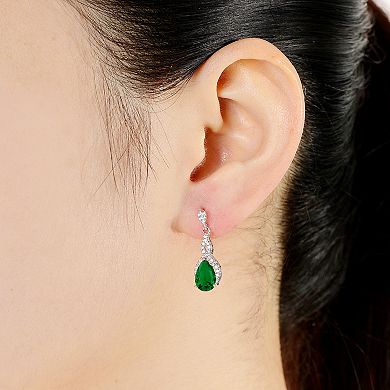 Sterling Silver Emerald Drop Earrings