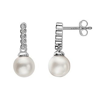 Sterling Silver Freshwater Cultured Pearl Drop Earrings