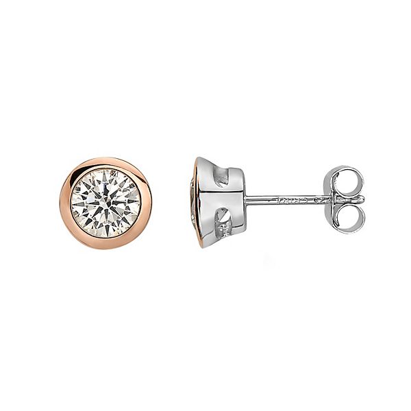 18k Rose Gold Over Sterling Silver Round Stud Earrings