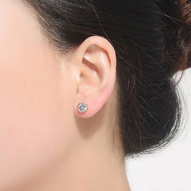 18k Rose Gold Over Sterling Silver Round Stud Earrings