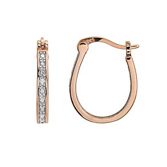 18k Rose Gold Sterling Silver Cubic Zirconia Hoop Earrings
