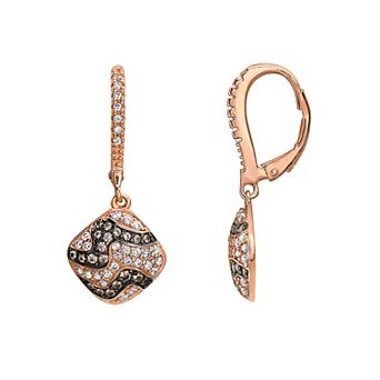 18k Rose Gold Over Sterling Silver Morganite & Cubic Zirconia Drop Earrings