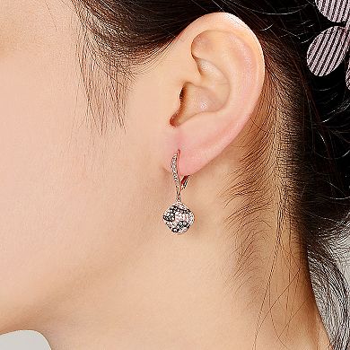 18k Rose Gold Over Sterling Silver Morganite & Cubic Zirconia Drop Earrings