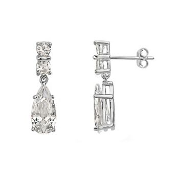 Sterling Silver Cubic Zirconia Dangle Drop Earrings