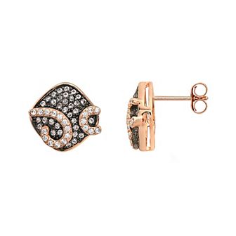 18k Rose Gold Over Sterling Silver Morganite & Cubic Zirconia Stud Earrings