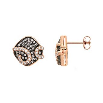 18k Rose Gold Over Sterling Silver Morganite & Cubic Zirconia Stud Earrings
