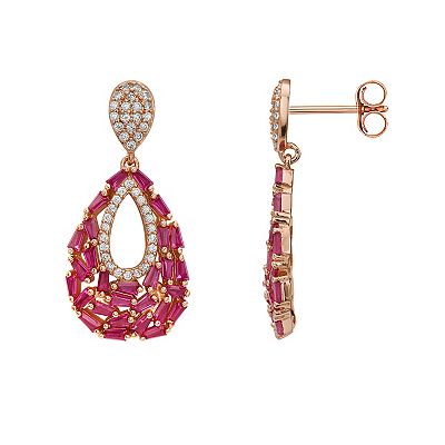 18k Rose Gold Over Sterling Silver Drop Earrings