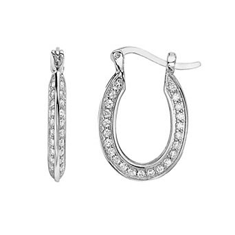 Sterling Silver Cubic Zirconia Hoop Earrings