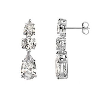 Sterling Silver Oval Drop Earrings