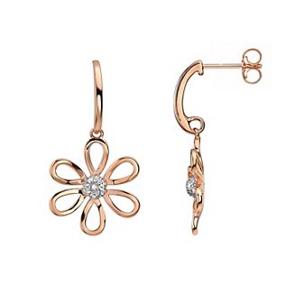 18k Rose Gold Over Sterling Silver Flower Drop Earrings
