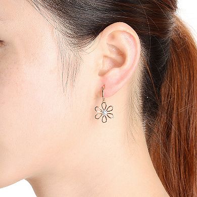 18k Rose Gold Over Sterling Silver Flower Drop Earrings