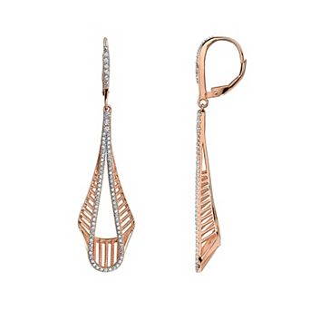 18k Rose Gold Over Sterling Silver Drop Earrings