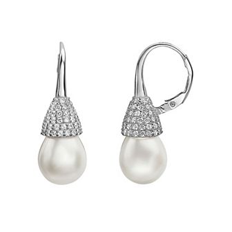 Sterling Silver Freshwater Cultured Pearl Round Drop Earrings