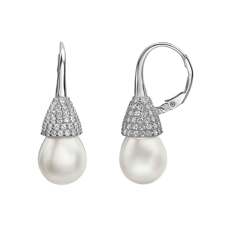 Sterling Silver Freshwater Cultured Pearl Round Drop Earrings, Womens, Whi