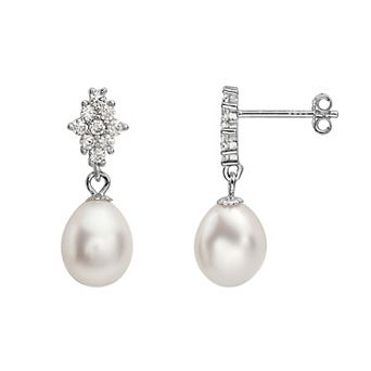 Sterling Silver Freshwater Cultured Pearl Drop Earrings