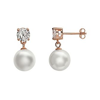 18k Gold Over Silver Freshwater Cultured Pearl Drop Earrings
